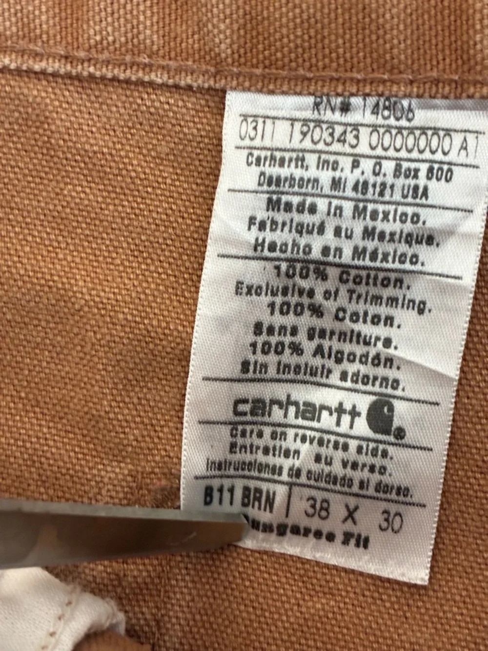 Carhartt‎ Men’s Brown Workwear Carpenter Pants - B11 BRN Size 38x30 - Picture 5 of 8